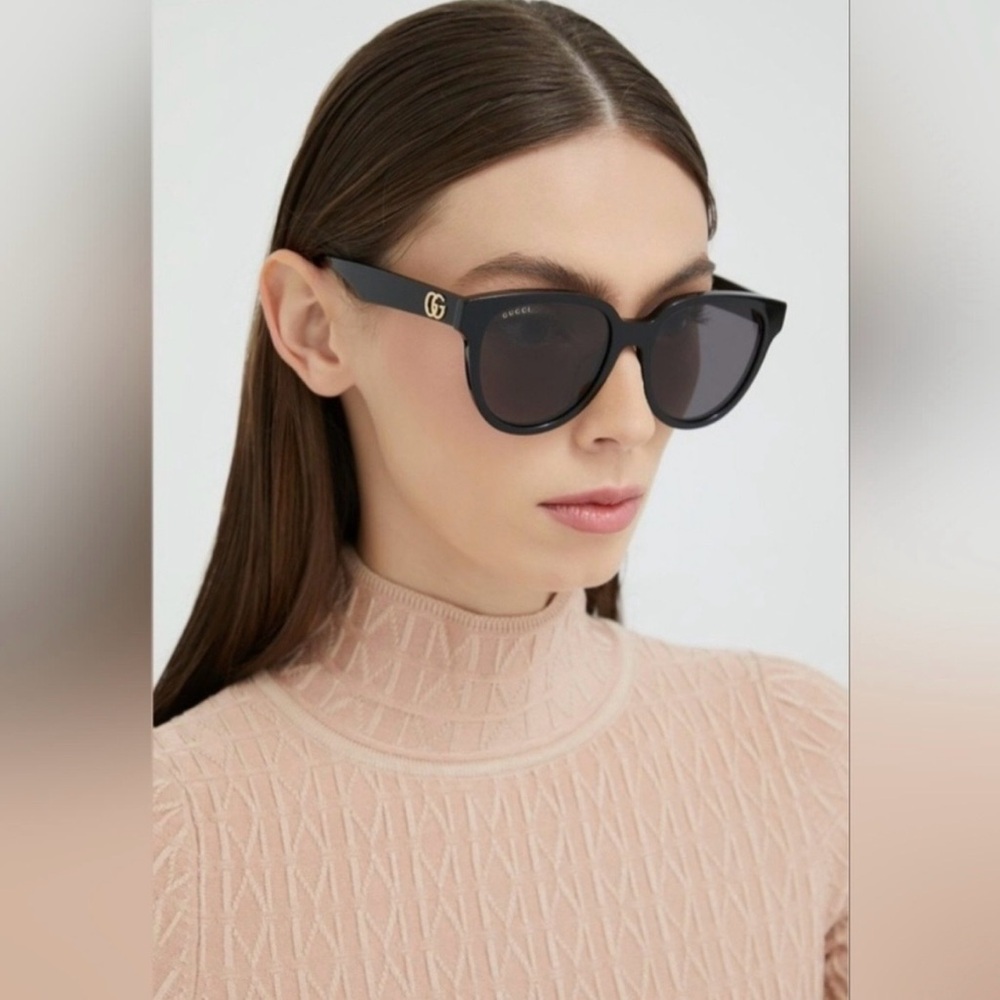 Gucci 💅🏻✨ Black Designer GG Round Designer Sunglasses GG1002SK 002 56-20-145 - Picture 2 of 10